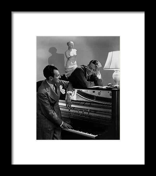 Portrait Framed Print featuring the photograph Cole Porter And Moss Hart At A Piano by Lusha Nelson
