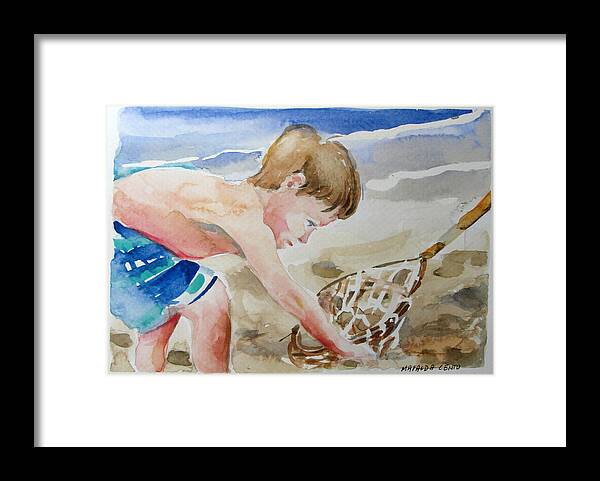 Figure Framed Print featuring the painting Collecting Rocks by Mafalda Cento