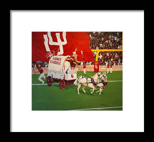 Football Framed Print featuring the painting College Football in America by Alan Lakin