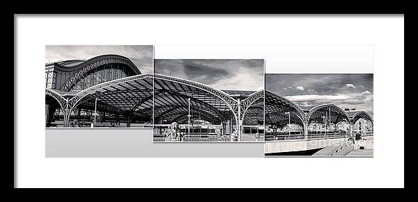 Cologne Framed Print featuring the photograph Cologne Central Train Station - Koln Hauptbahnhof - 02- BW by Gregory Dyer