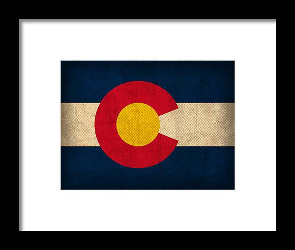 Colorado State Flag Art On Worn Canvas Framed Print featuring the mixed media Colorado State Flag Art on Worn Canvas by Design Turnpike