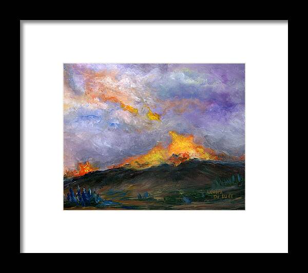 Colorado Framed Print featuring the painting Colorado Wild Fire by Lenora De Lude