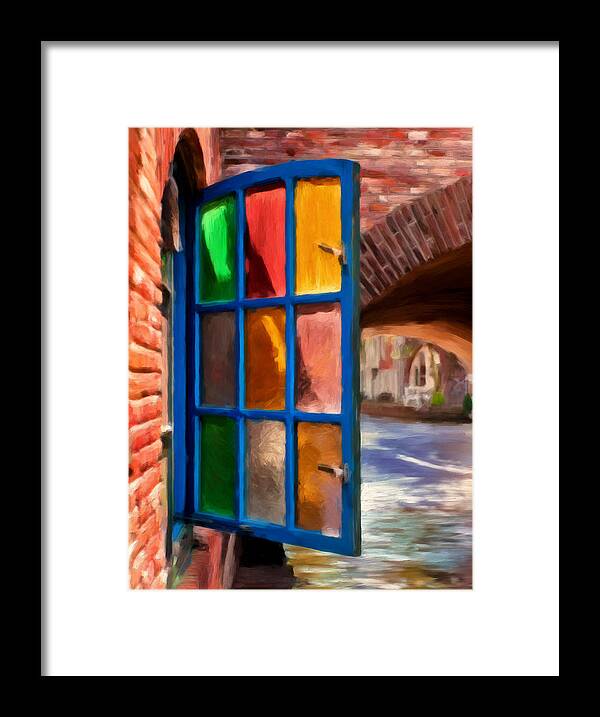 Stained Glass Framed Print featuring the painting Colored light by Michael Pickett
