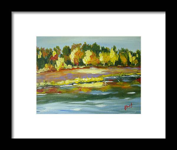 Fall Framed Print featuring the painting Colored River by Joe Byrd