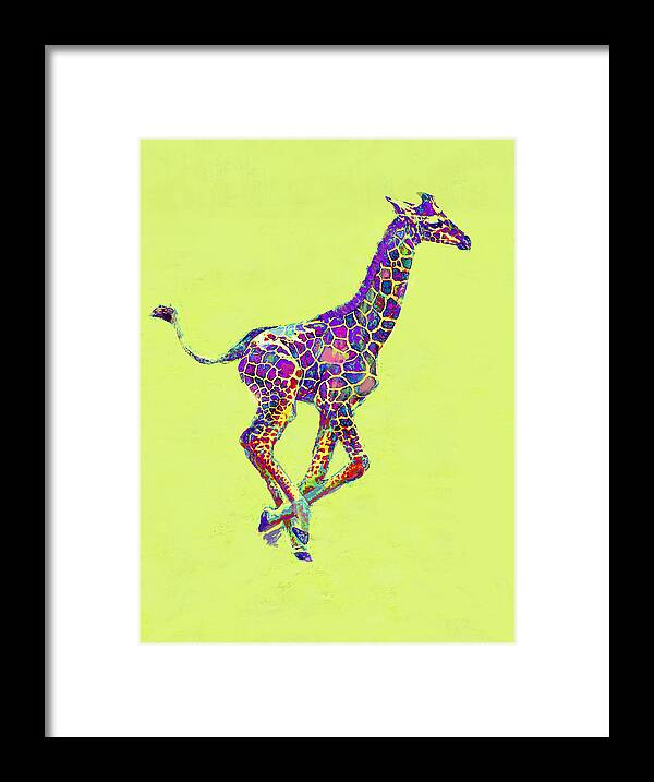 Giraffe Framed Print featuring the digital art Colorful Baby Giraffe by Jane Schnetlage