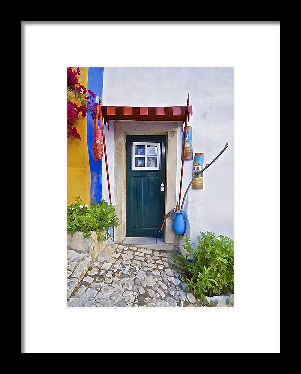Obidos Framed Print featuring the photograph Colorful Door of Obidos by David Letts