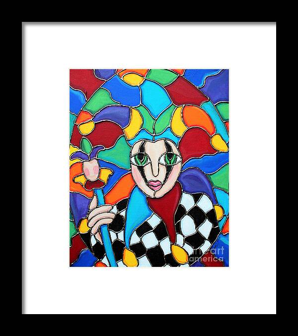 Color Framed Print featuring the painting Colorful Jester by Cynthia Snyder