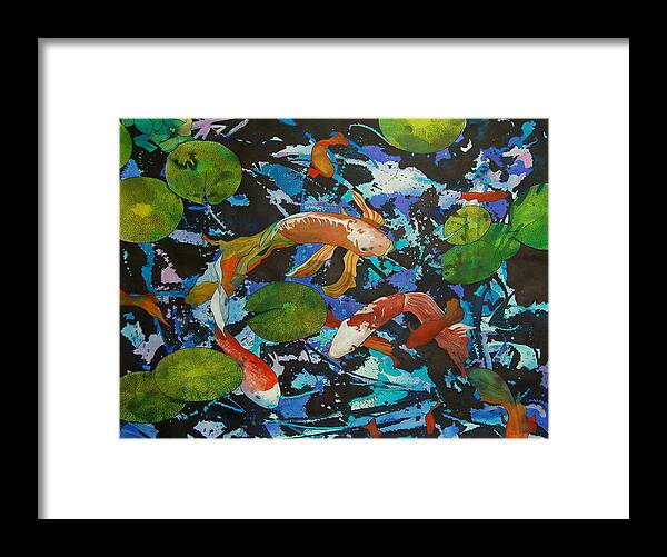 Pond Framed Print featuring the painting Colorful Koi by Terry Holliday