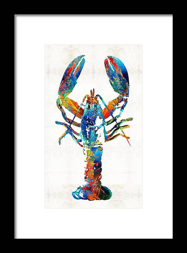Lobster Framed Print featuring the painting Colorful Lobster Art by Sharon Cummings by Sharon Cummings
