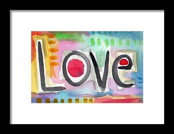 Love Framed Print featuring the painting Colorful Love- painting by Linda Woods