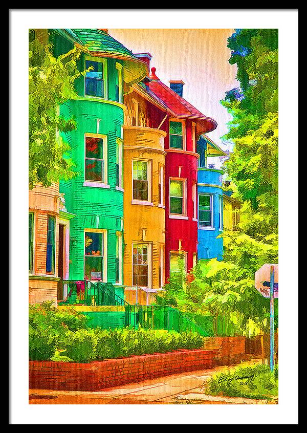 Street Framed Print featuring the mixed media Colorful Neighborhood by Elsy Aumann