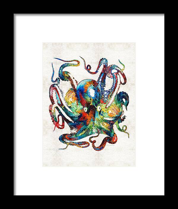Octopus Framed Print featuring the painting Colorful Octopus Art by Sharon Cummings by Sharon Cummings
