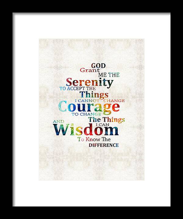 Serenity Prayer Framed Print featuring the painting Colorful Serenity Prayer by Sharon Cummings by Sharon Cummings