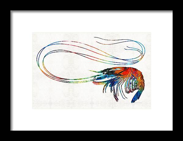 Shrimp Framed Print featuring the painting Colorful Shrimp Art by Sharon Cummings by Sharon Cummings