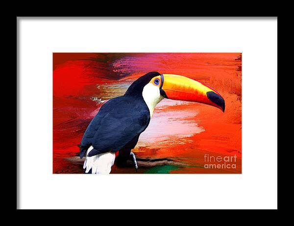 Toucan Framed Print featuring the digital art Colorful Toucan by Jayne Carney