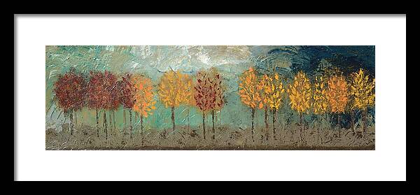 Fall Trees Framed Print featuring the painting Colorful Trees by Linda Bailey