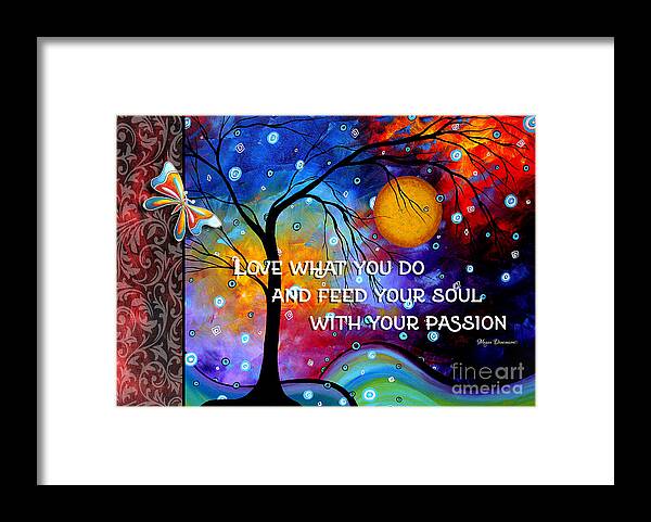 Inspirational Framed Print featuring the painting Colorful Whimsical Inspirational Butterfly Landscape Painting by Megan Duncanson by Megan Aroon