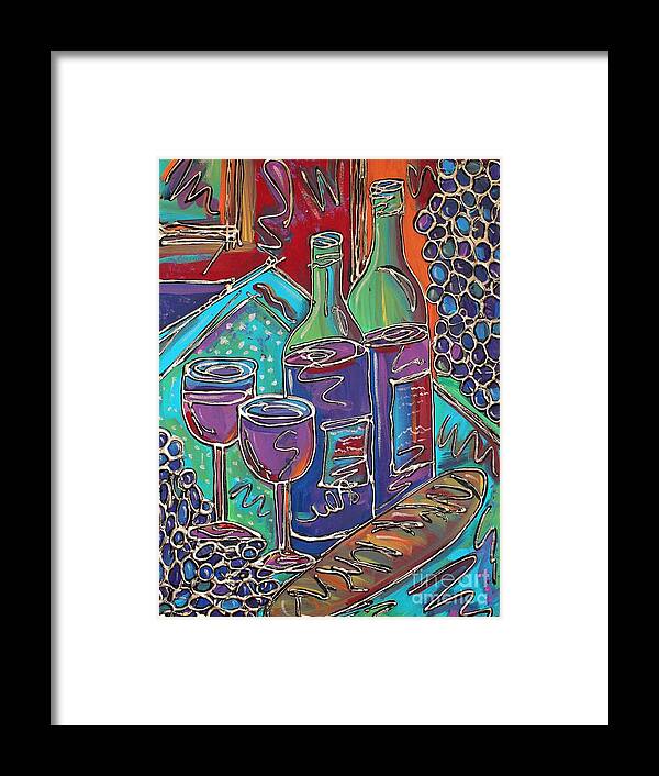 Wine Framed Print featuring the painting Colorful Wine Table by Cynthia Snyder