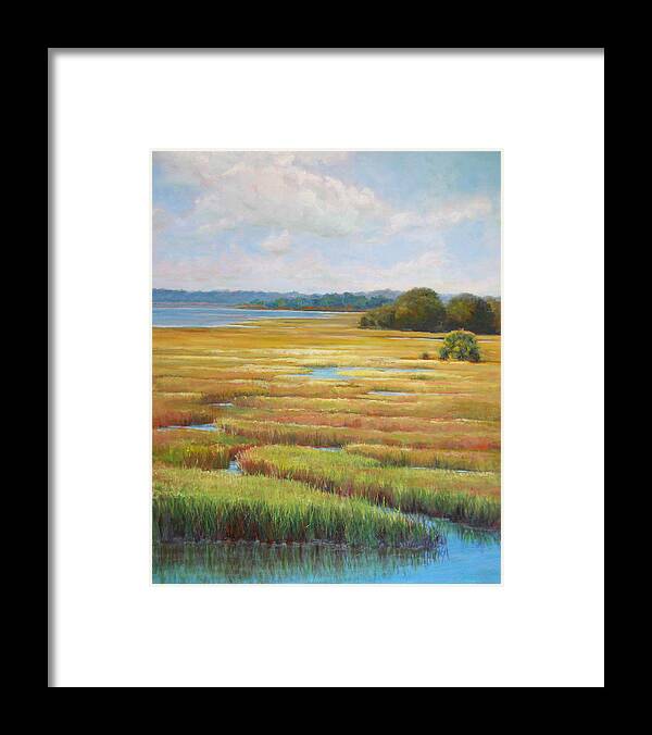 Marsh Framed Print featuring the painting Colors in the Marsh by Pam Talley