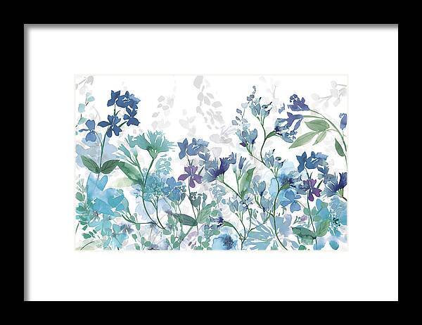 Blue Framed Print featuring the painting Colors Of The Garden Cool Shadows by Wild Apple Portfolio
