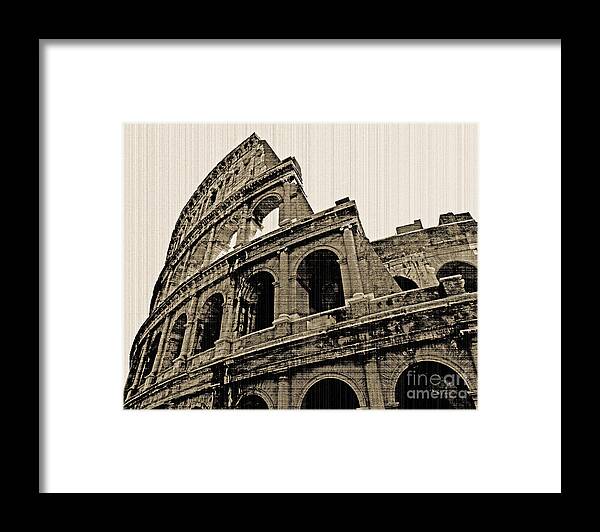 Colosseum Framed Print featuring the photograph Colosseum Rome - old photo effect by Cheryl Del Toro
