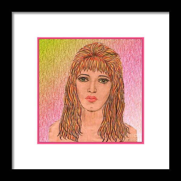 Self Portrait Framed Print featuring the drawing Coloured Pencil Self Portrait by Joan-Violet Stretch