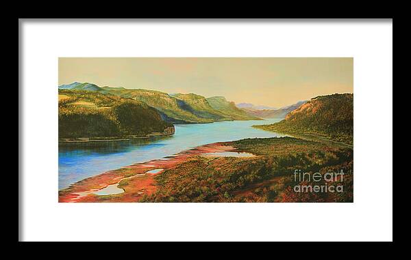 Landscape Framed Print featuring the painting Columbia River Gorge by Jeanette French
