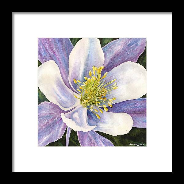 Columbine Painting Framed Print featuring the painting Columbine Closeup by Anne Gifford