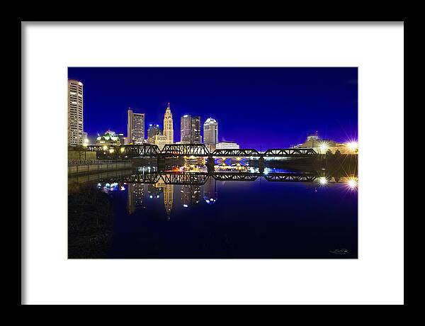 Columbus Framed Print featuring the photograph Columbus - City Reflection by Shane Psaltis