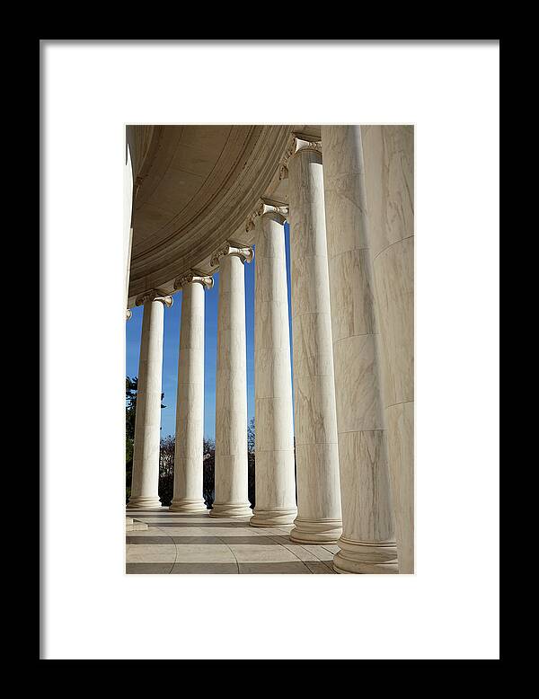 Shadow Framed Print featuring the photograph Columns Of The Jefferson Memorial by Allan Baxter