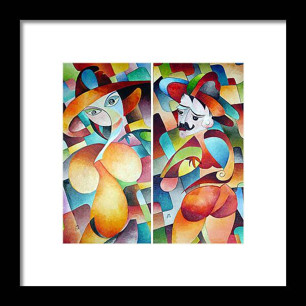 Cubism Framed Print featuring the painting Man and Woman by Dorothy Maier
