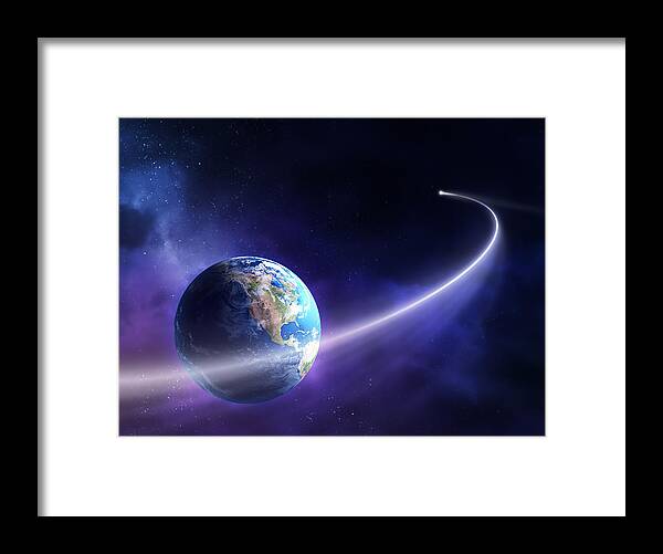 Art Framed Print featuring the photograph Comet moving past planet earth by Johan Swanepoel