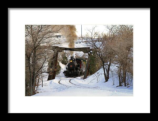 Steam Locomotive Framed Print featuring the photograph Coming Into the Train Depot by Donna Kennedy