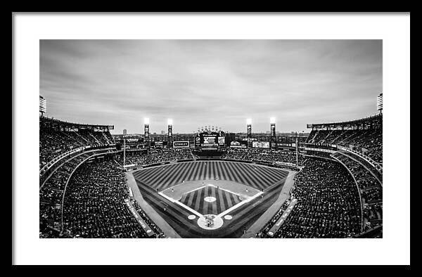 Comiskey Park Night Game - Black and White by Anthony Doudt