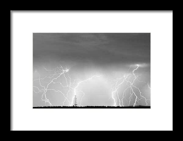 Lightning Framed Print featuring the photograph Communication Breakdown BW by James BO Insogna