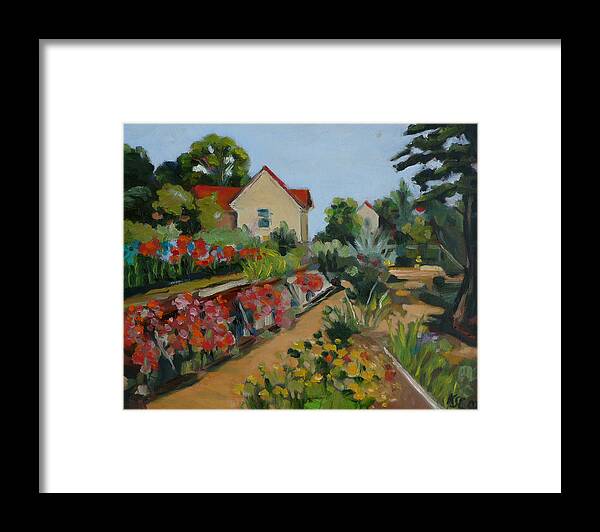 Scenery Framed Print featuring the painting Community Garden by Karen Coggeshall