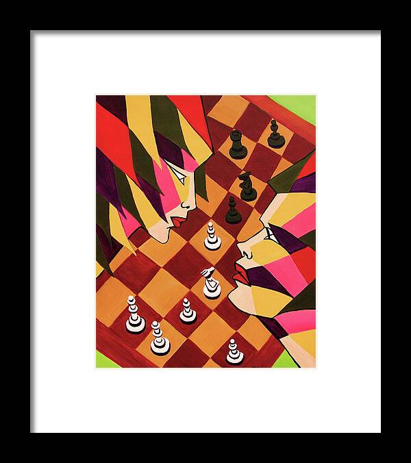 Chess Framed Print featuring the painting Competition by Yelena Rubin