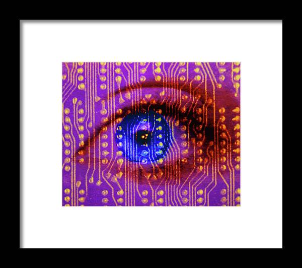Vision Framed Print featuring the photograph Computer Graphics: Human Eye & Circuit Board by Mehau Kulyk/science Photo Library