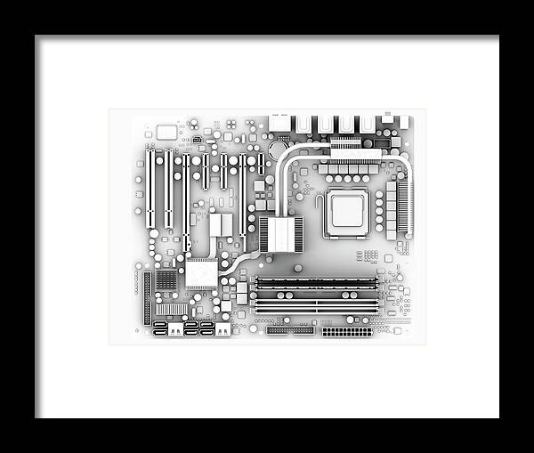 Artwork Framed Print featuring the photograph Computer Motherboard by Pasieka