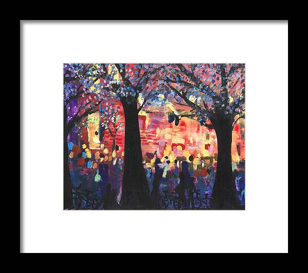 City Framed Print featuring the painting Concert on the Mall by Leela Payne