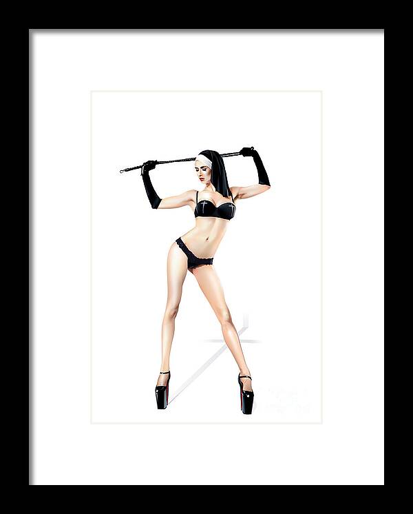 Pin-up Framed Print featuring the digital art Confession pin-up by Brian Gibbs