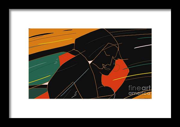 Consoling Comforting Sharing Sorrow Pain Love Feelings Togetherness Loss Suffering Uniting Union Meeting Rendezvous Framed Print featuring the painting Consoling by Vilas Malankar