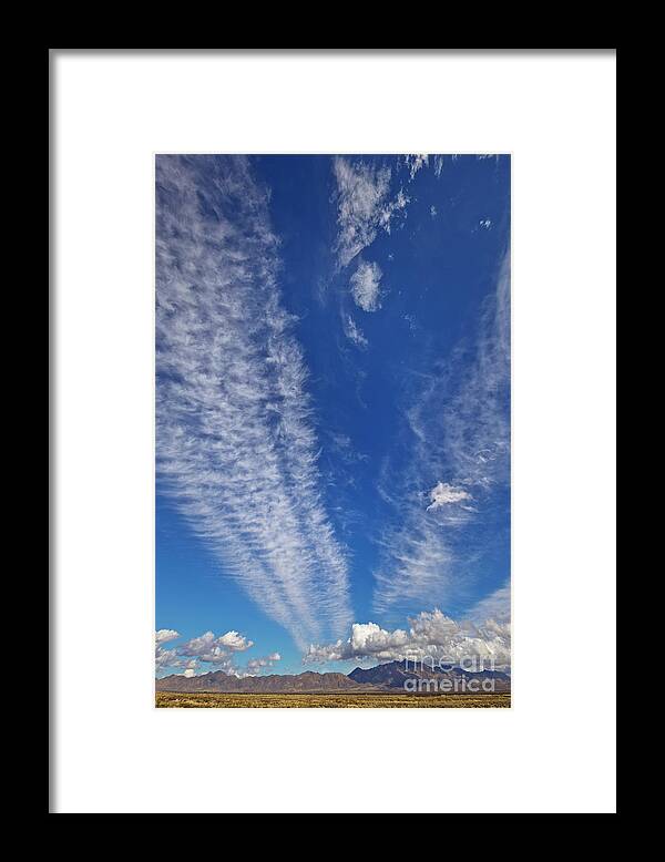 00559302 Framed Print featuring the photograph Contrails And Cumulus Cloud New Mexico by Yva Momatiuk John Eastcott