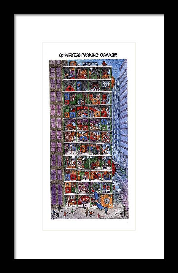 Converted Parking Garage
(steel Skeleton Of A City Skyscraper Is Filled With Children's Park Toys And Rides.)
Urban Framed Print featuring the drawing Converted Parking Garage by John O'Brien