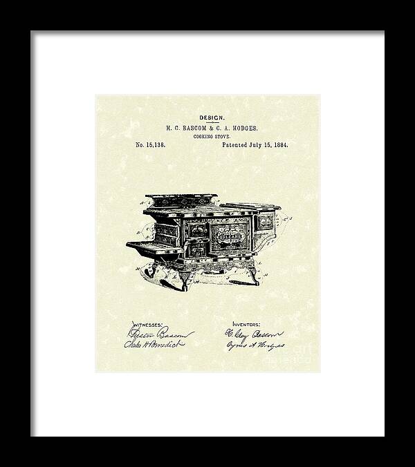 Bascom Framed Print featuring the drawing Cooking Stove 1884 Patent Art by Prior Art Design
