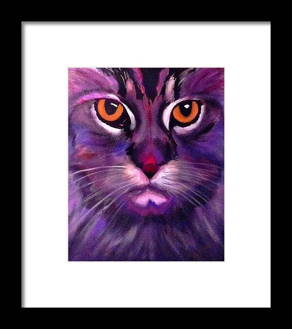 Cat Framed Print featuring the painting Cool Maine Coon by Bill Manson