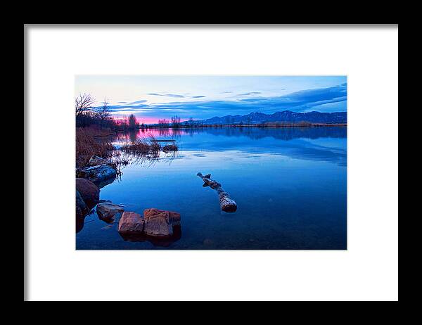 Coot Lake Framed Print featuring the photograph Coot Lake Boulder Flatiron Early Morning View by James BO Insogna