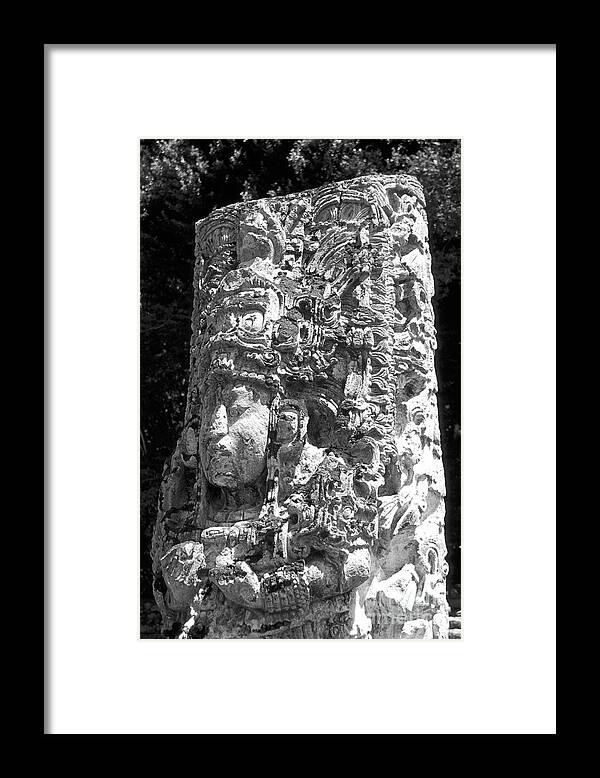Honduras Framed Print featuring the photograph COPAN STELA Honduras by John Mitchell