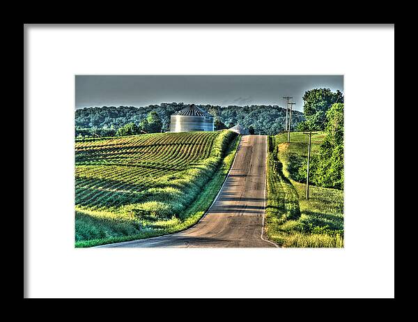 Corduroy Corn And Seersucker Silos Framed Print featuring the photograph Corduroy Corn and Seersucker Silos by William Fields