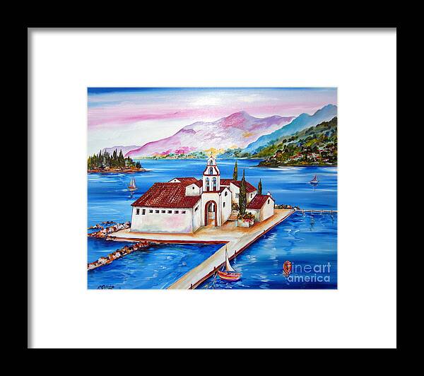 Greece Framed Print featuring the painting Corfu' Convent of The Virgin Mary on Vlachema by Roberto Gagliardi